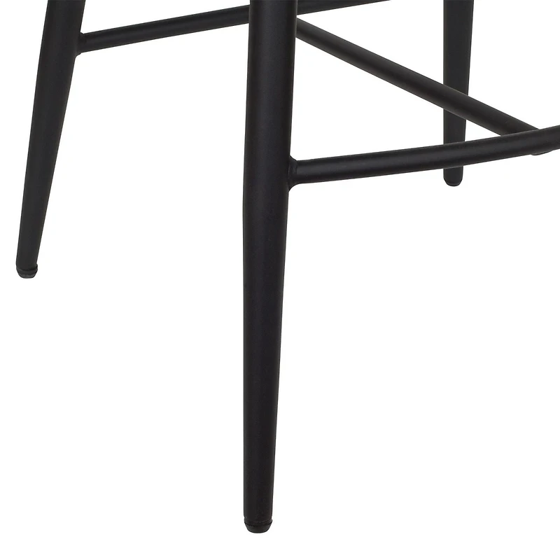 CorLiving Jasper Set of 2 Modern Upholstered Indoor Counter Height Bar Stools with Channel Tufted High Backs and Metal Legs