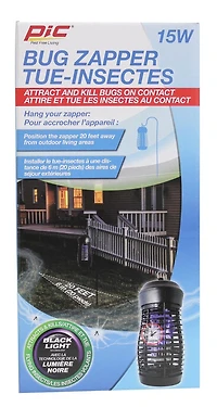 PIC® 15W BUG ZAPPER, ATTRACTS AND KILLS BUGS ON CONTACT!