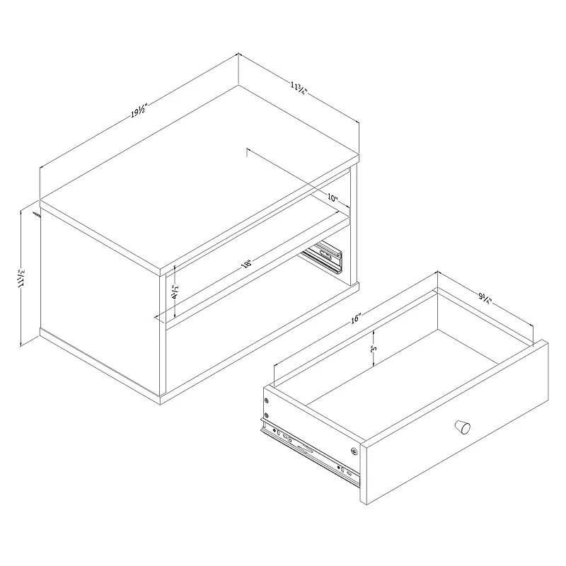 South Shore Essence LED Floating Side Table, in Pure White