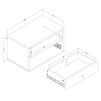 South Shore Essence LED Floating Side Table, in Pure White