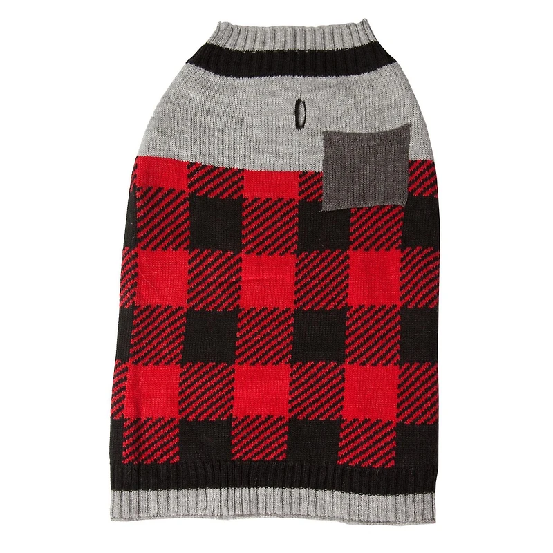 Holiday Time Buffalo Check with Pocket Dog Sweater