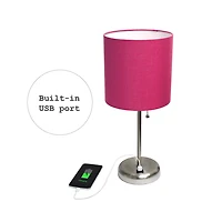 Lampe bâton LimeLights avec port de charge USB et abat-jour en tissu