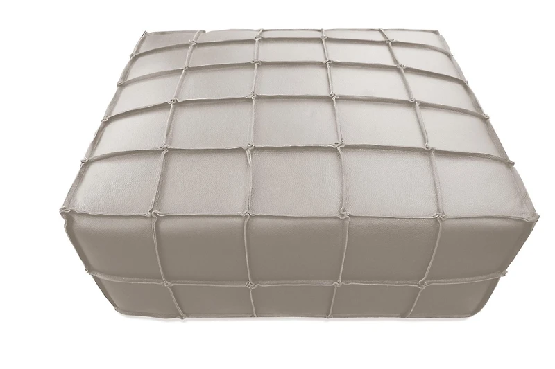 Topline Home Furnishings Pouf, cuir de grain supérieur noir