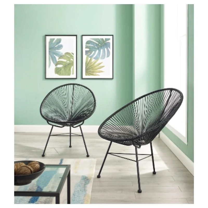 CHAISE ACAPULCO Chaise en fil de fer EN NOIR LOT DE 2