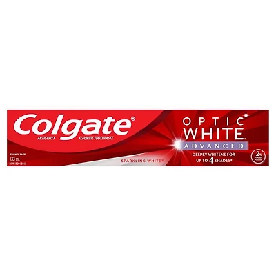 Colgate Optic White Advanced Teeth Whitening Toothpaste, Sparkling White – 133 mL, 133 mL