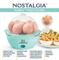Retro Premium 7-Egg Capacity Electric Egg Cooker, Aqua