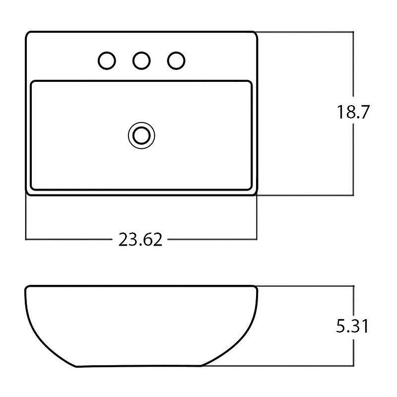 American Imaginations 23.62-in. W Above Counter Gold Bathroom Vessel Sink For 3H8-in. Center Drilling AI-28535