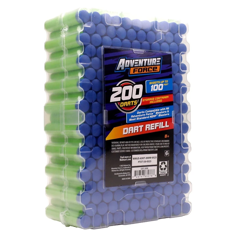 Recharge Adventure Force 200 fléchettes - Fonctionne avec tous les blasters Adventure Force et la plupart des blasters des grandes marques, tire jusqu'à 100 pieds fléchettes universelles volent jusqu'à 100 pieds