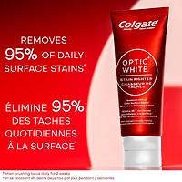 Colgate Optic White Stain Fighter Stain Removal Toothpaste, Fresh Mint Gel, 90 mL, 3 Pack, 90 mL, 3 Pack