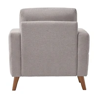 CorLiving Clara Modern Light Grey Upholstered Indoor Accent Armchair with Wood Legs