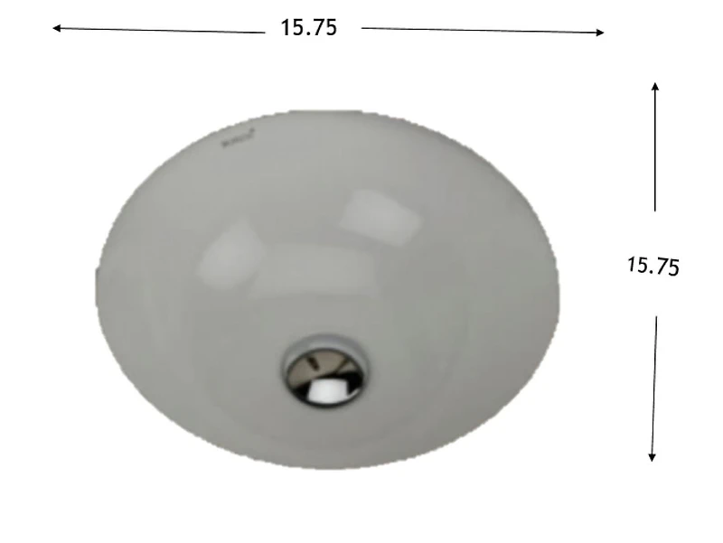 Imaginations américaines 15,75 pouces. L 15,75 pouces D Lavabo sous plan de salle de bain rond certifié CSA de couleur blanche