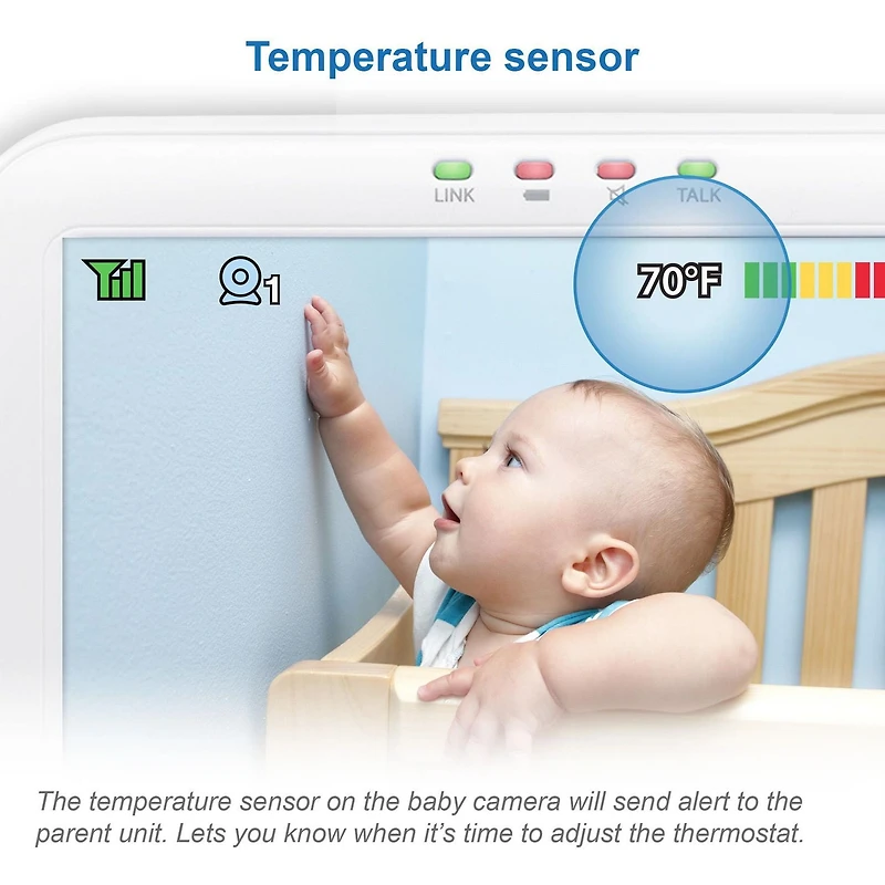 VTech VM5255-2 Moniteur de bébé vidéo numérique à balayage panoramique de 5 po à 2 caméras avec veilleuse (Blanc)