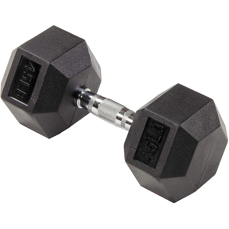 BalanceFrom Haltères hexagonales gainées de caoutchouc, paire de 45 lb, noir