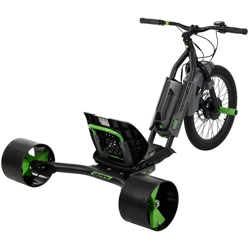 Green Machine de Huffy, Trike à dérive électrique de 36 Volts, noir, pour adultes