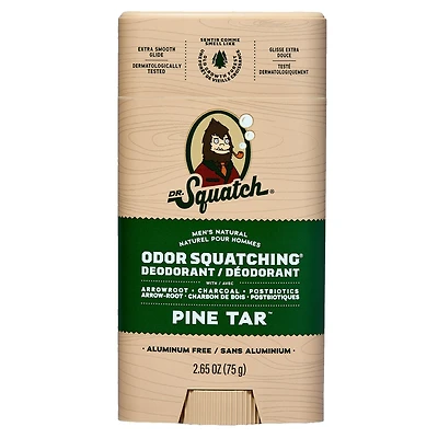 Déodorant naturel pour hommes Dr. Squatch - Anti-odeurs sans aluminium - Pine Tar - 75 g