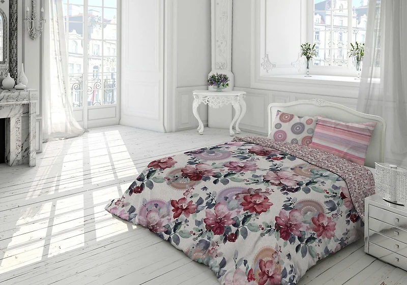 Gouchee Home Carmela Florale Ensemble de housse de couette en coton Réversible