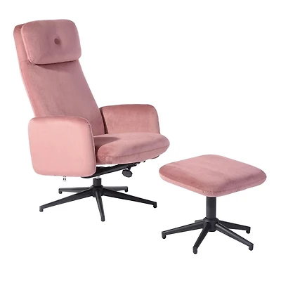Homylin Chaise d'appoint pivotante rembourrée avec ensemble ottoman, chaise longue moderne avec cadre de base en métal et repose-pieds, chaise de lecture simple avec chaise de lecture pivotante à 360