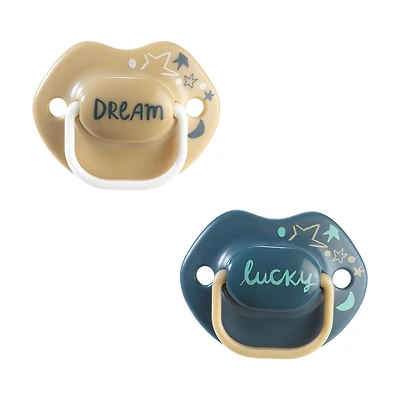 Tommee Tippee Moda Pacifiers, Symmetrical Design, BPA-Free Silicone Baglet, Includes Sterilizer Box, 18-36m, 2-Count, 18-36m