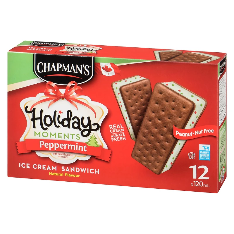 Chapman's Holiday Moments Peppermint Ice Cream Sandwich in a Box, 12 x 120mL