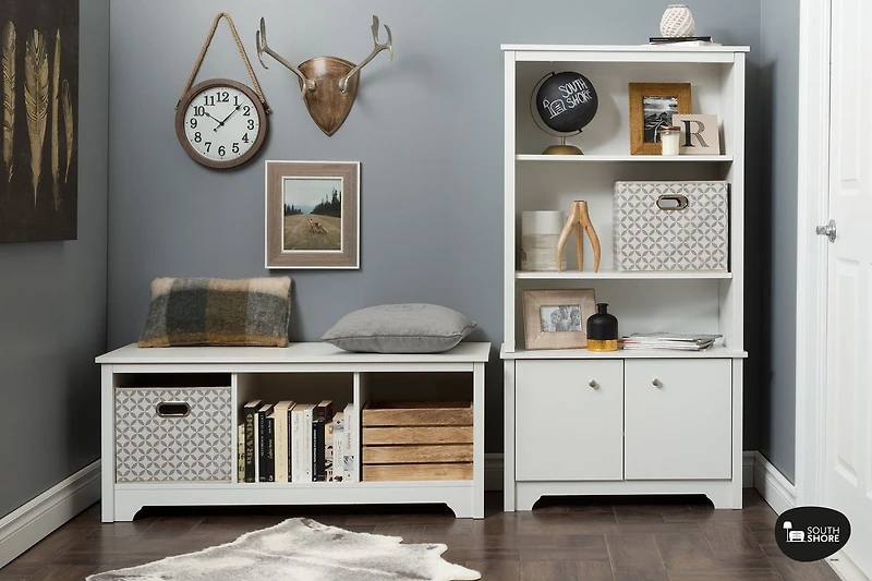 South Shore Vito 3-Shelf Bookcase with Doors