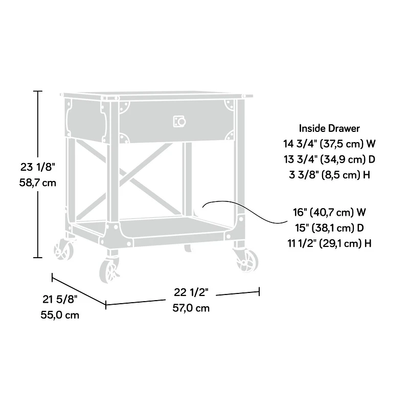 Sauder® Collection Steel River Bout de canapé, Finition Carbon Oak®, 423915