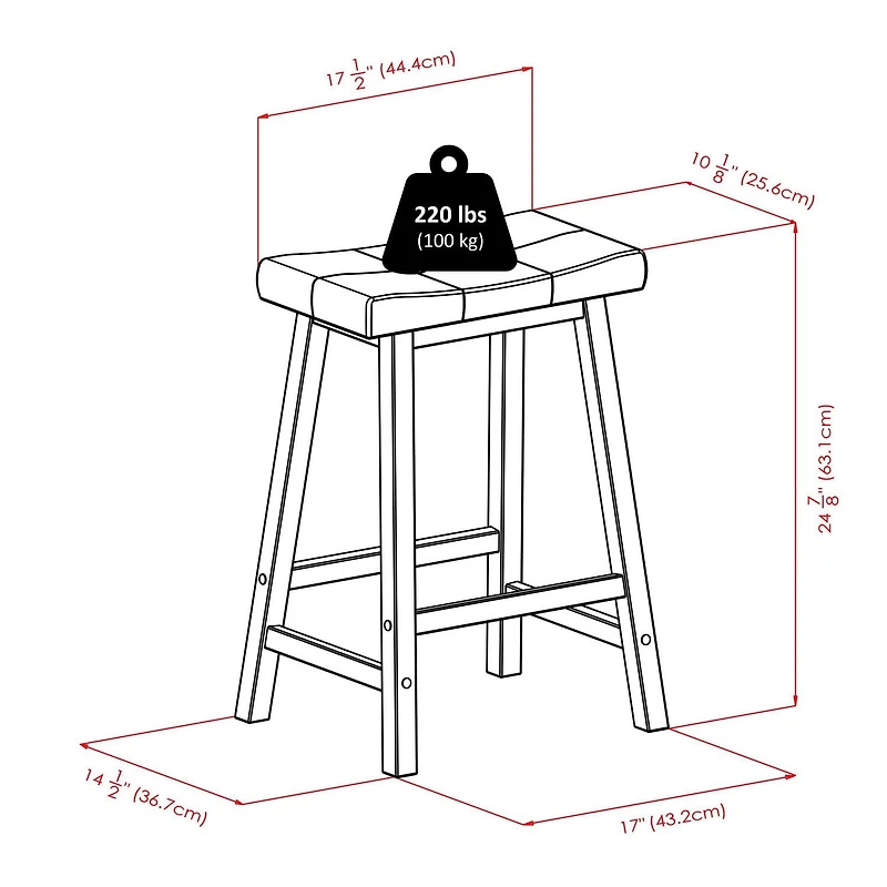 Table haute à abattant 3 pièces Harrington, 2 tabourets à siège genre selle rembourré de Winsome, 24 po - 94345