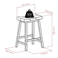 Table haute à abattant 3 pièces Harrington, 2 tabourets à siège genre selle rembourré de Winsome, 24 po - 94345