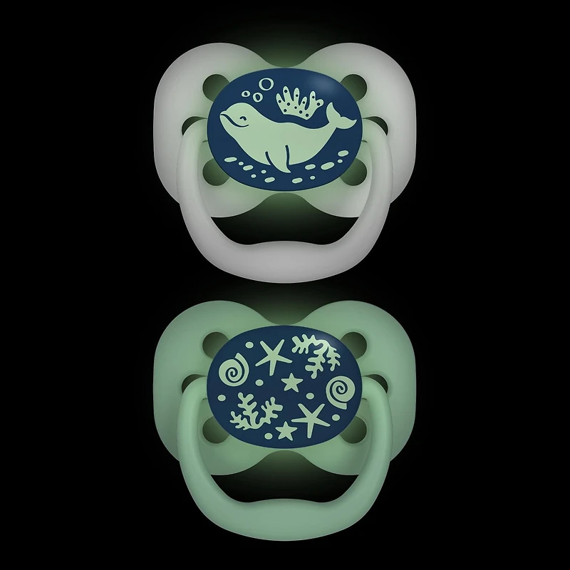 Dr. Brown’s® Advantage™ 100% Silicone, Glow in the Dark Pacifier Sunset Blue Ocean 0-6M, 4 pack, 4 Pack