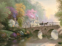 Puzzle en bois de 1000 pièces Ceaco Thomas Kinkade Hometown Bridge pour adultes à partir de 14 ans