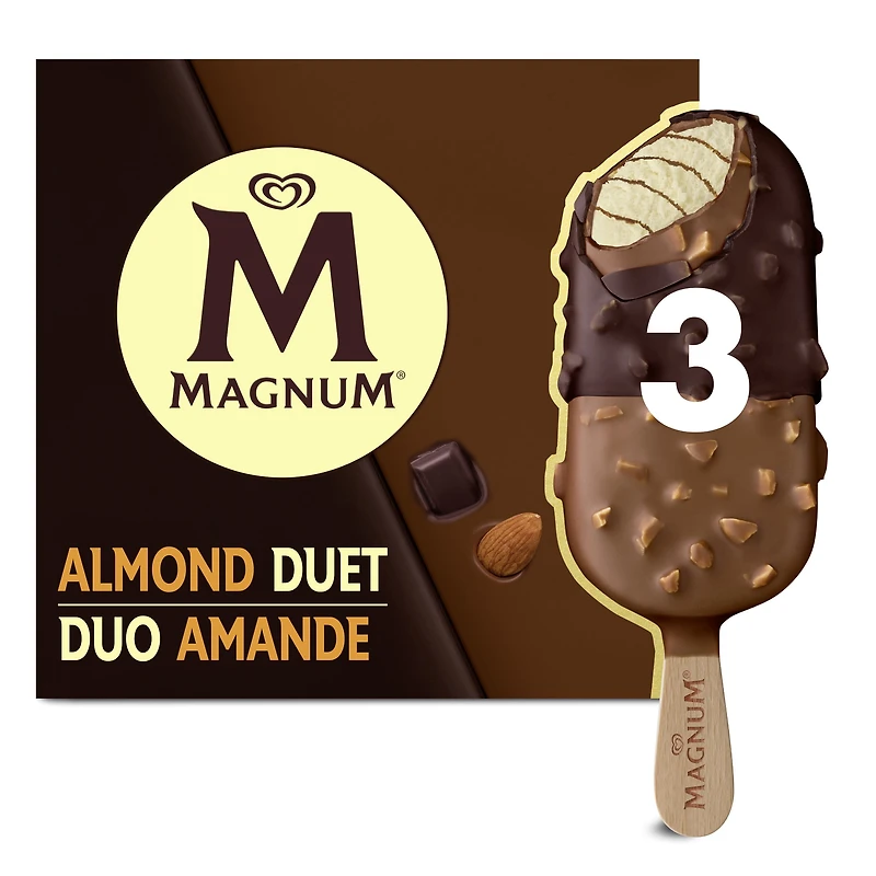 Barres de Crème Glacée Magnum Duo Amande 3 x 85 ml