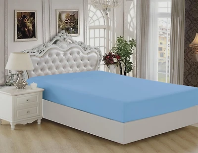 Marina Decoration Ultra Soft Silky Deep Pocket Solid Rayon from Bamboo All Season Bedding Solid Bamboo Fitted Sheet, Blue Color