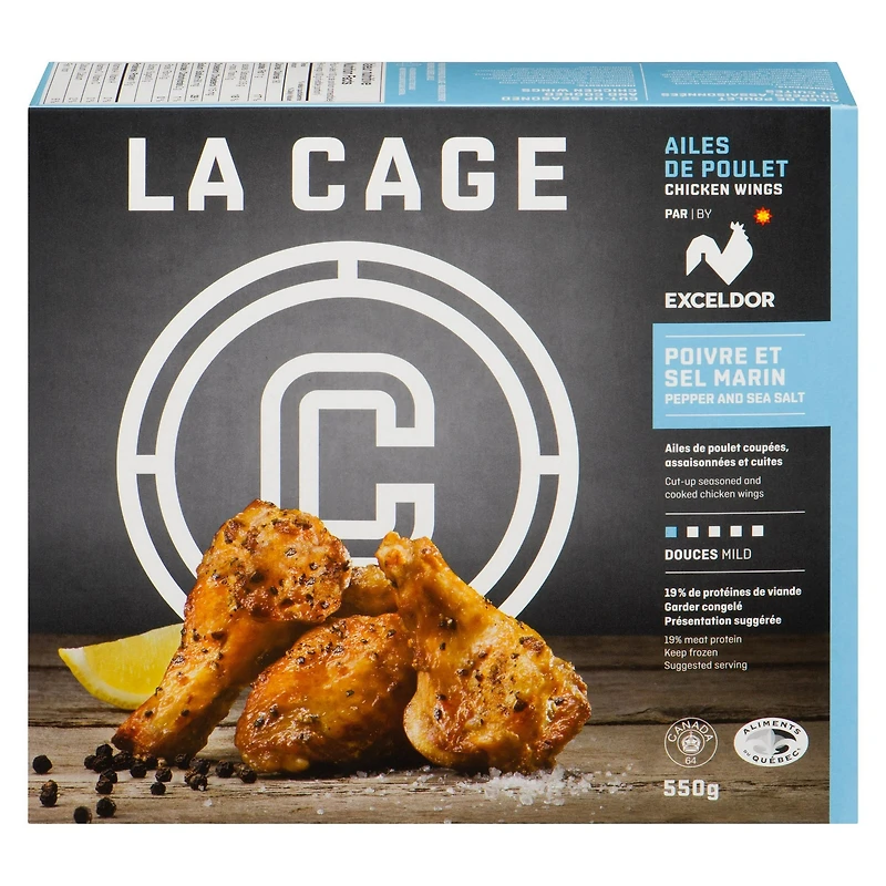 Ailes de poulet au poivre et sel marin La Cage 550g
