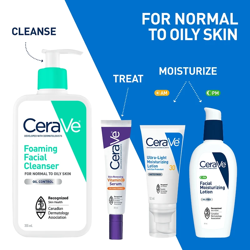 CeraVe Nettoyant Moussant, Gel Nettoyant avec Céramides et Niacinamide pour Peau Normale à Grasse, 562 ml