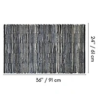 Tapis de chiffon fait main en cuir denim damier Fabstyles pour salon, couloir, patio