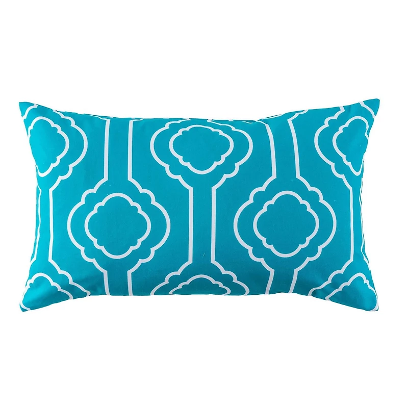 Outdoor Lumbar Cushion 12x20in - Bright Blue Geo