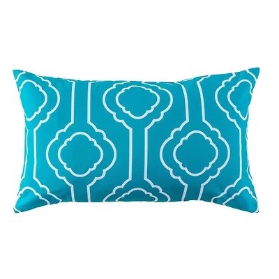 Coussin lombaire d'extérieur 12x20po - Géo Bleu Vif