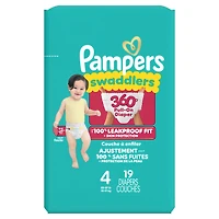 Pampers Diapers - Swaddlers 360° - Size 4, up to 100% Leakproof Comfy Dry Fit, EZ Off Tabs Designed for Easy Changes, Pull On Diaper