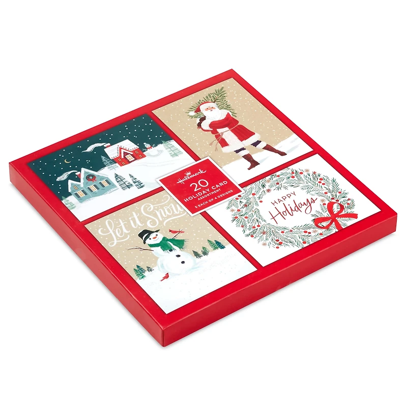 Hallmark Boxed Assorted Christmas Notes, Cozy Holidays (Pack of 20 Cards with Envelopes)