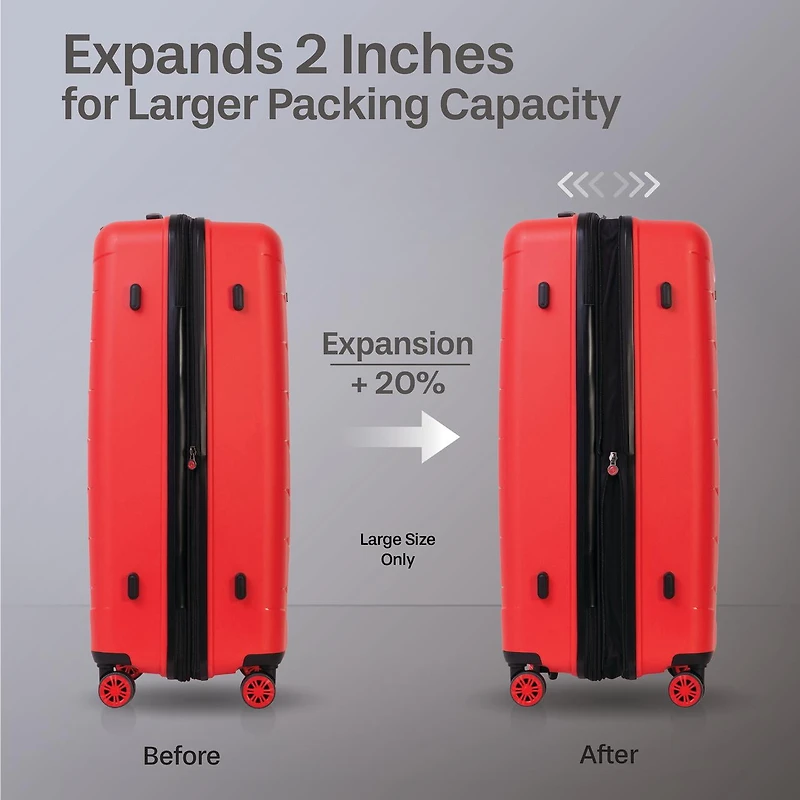 Ensemble de Valises rigides Air Canada Radius : Grande Valise de 28 pouces et bagage cabine, Ensemble de 2 valises avec roulettes