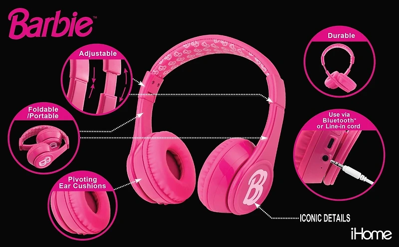 Barbie Bluetooth Youth Headphones, Barbie BT Headphones