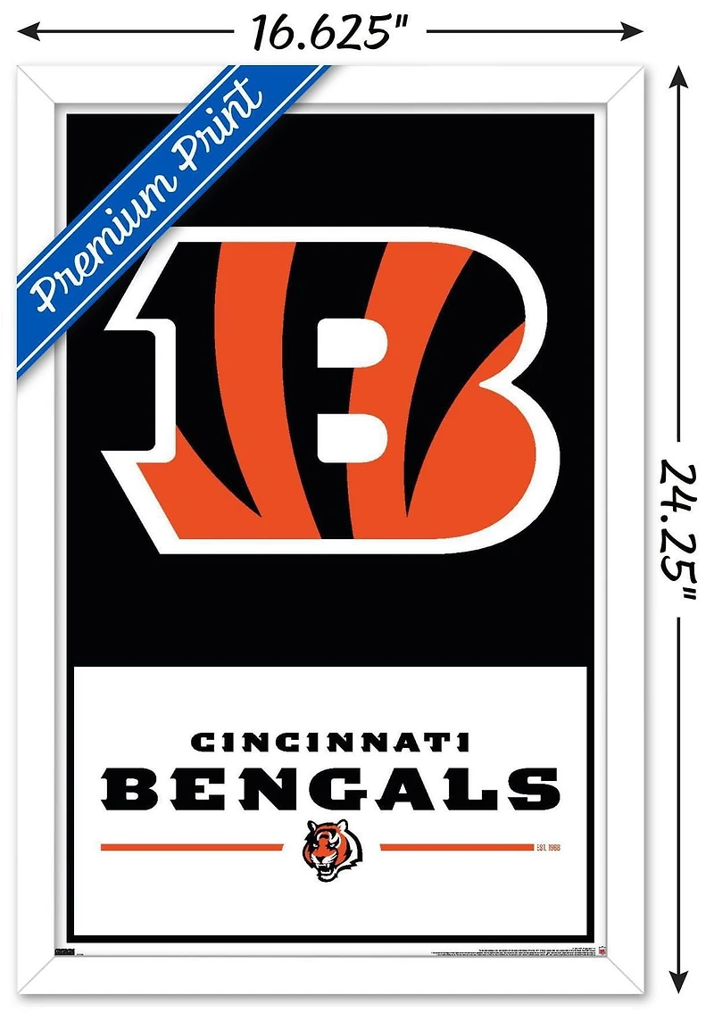NFL Cincinnati Bengals - Logo 21 Wall Poster with Magnetic Frame, 22.375" x 34"