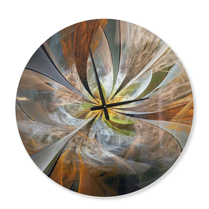 Designart 'Symmetrical Yellow Fractal Flower ' Modern wall clock