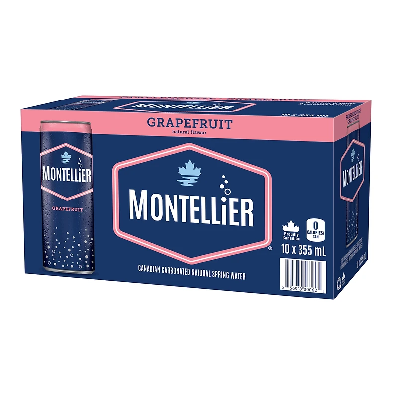 Montellier Grapefruit Natrural Spring Water 10 x 355 mL, Cans, 10 x 355 mL