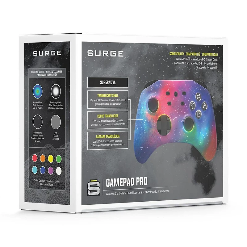 Manette sans fil Surge Pro pour Nintendo Switch, Switch 2, PC Windows, Steam Deck, Android et iOS – Édition Supernova