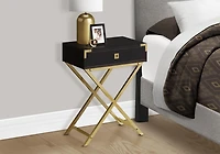 Monarch Specialties Accent Table, Side, End, Nightstand, Lamp, Storage Drawer, Living Room, Bedroom, Brown Laminate, Gold Metal, Contemporary, Modern