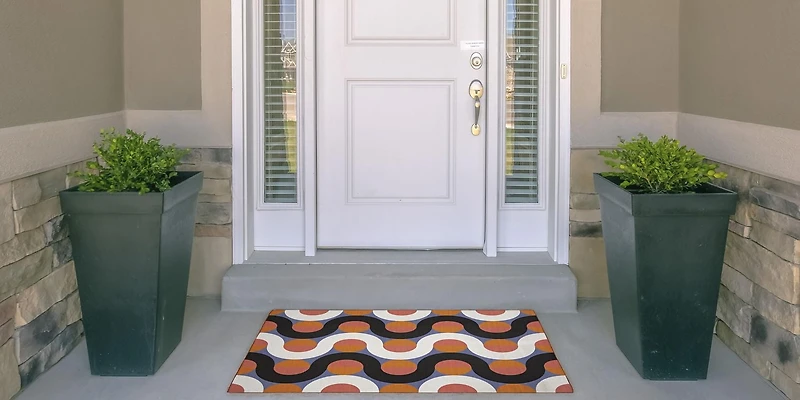 Tapis d'accent extérieur lavable Jupiter orange & rose 2 pi x 3 pi