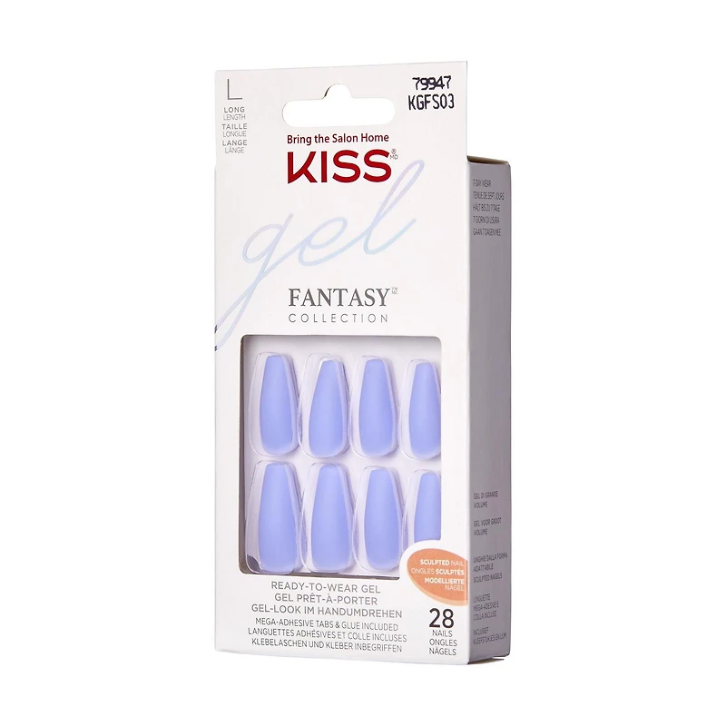 KISS Gel Fantasy - 28 faux ongles, longs Haut volume.