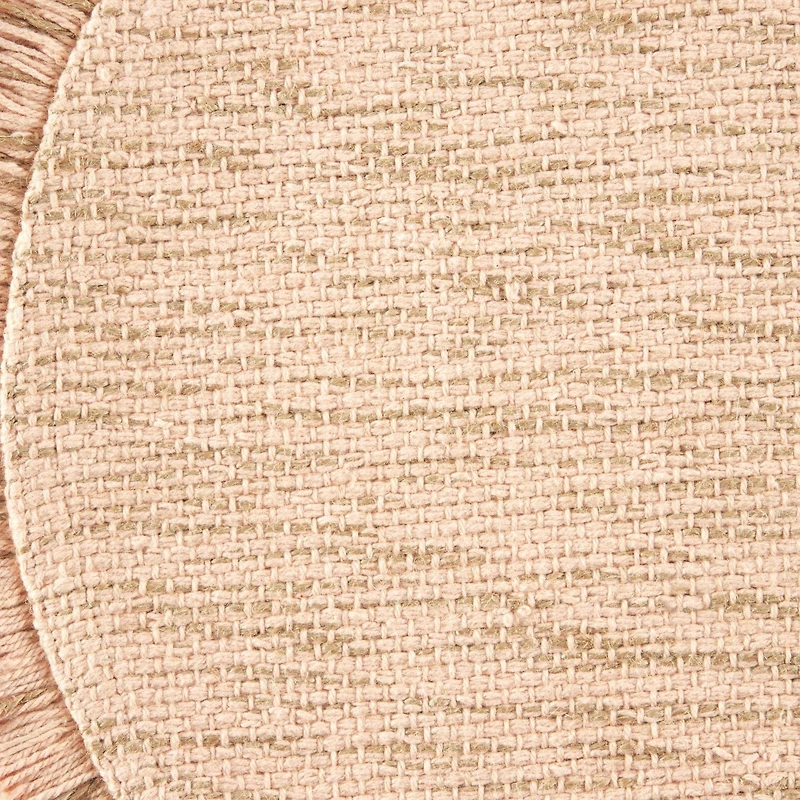 Way to Celebrate Easter Stria Jute Cotton Fringe Placemat, Bellini, 15" Round, 1 Piece