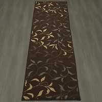 Tapis de couloir contemporain à motif de feuilles et à sous-couche en caoutchouc de la collection Ottohome