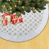 48 inch White Velvet Glitter Tree Skirt